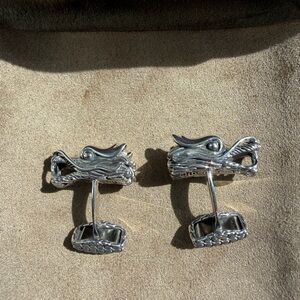 John Hardy Silver Dragon Head Cufflinks